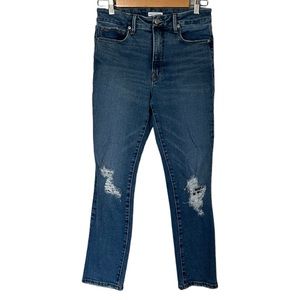 Good American Good Classic Medium Wash Blue Denim High-Rise Jeans 6/28